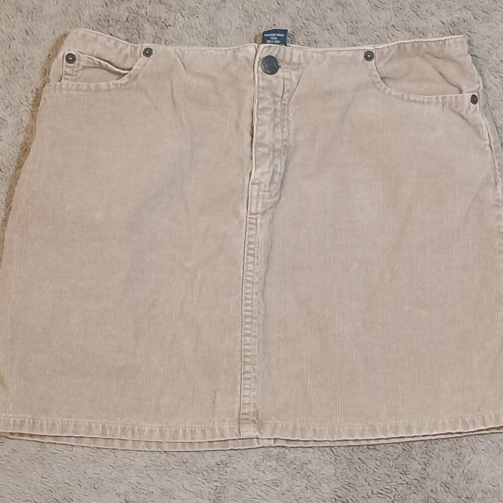 American Eagle/Corduroy Mini Skirt/Women 0/Beige/Y2K Low Rise 90s Cotton Retro
